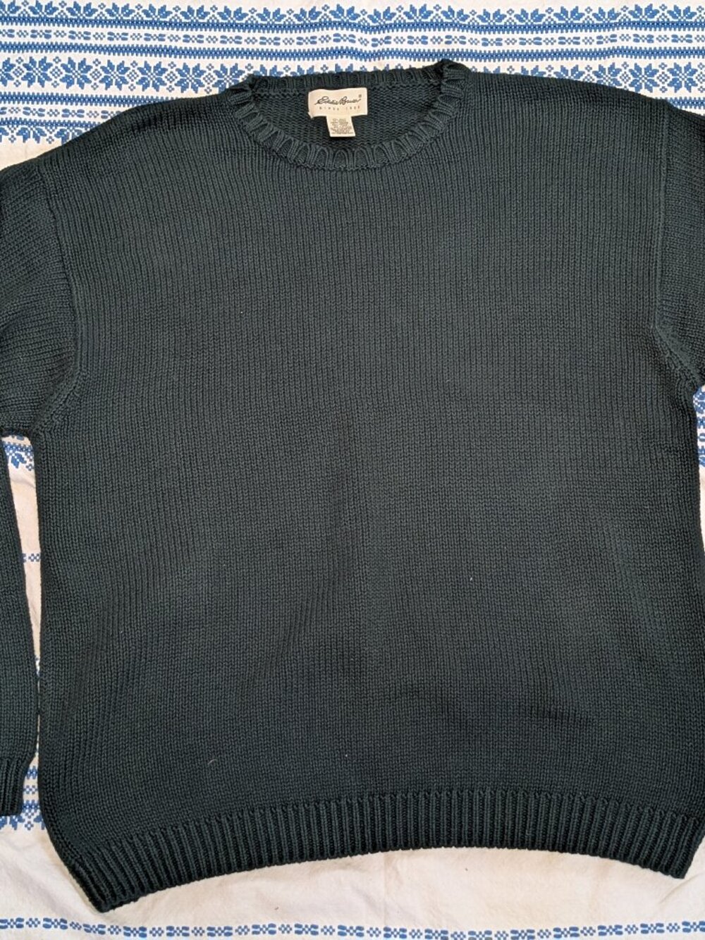 Vintage Eddie Bauer Sweater Mens XL Tall Green 100% Cotton Pullover 90s